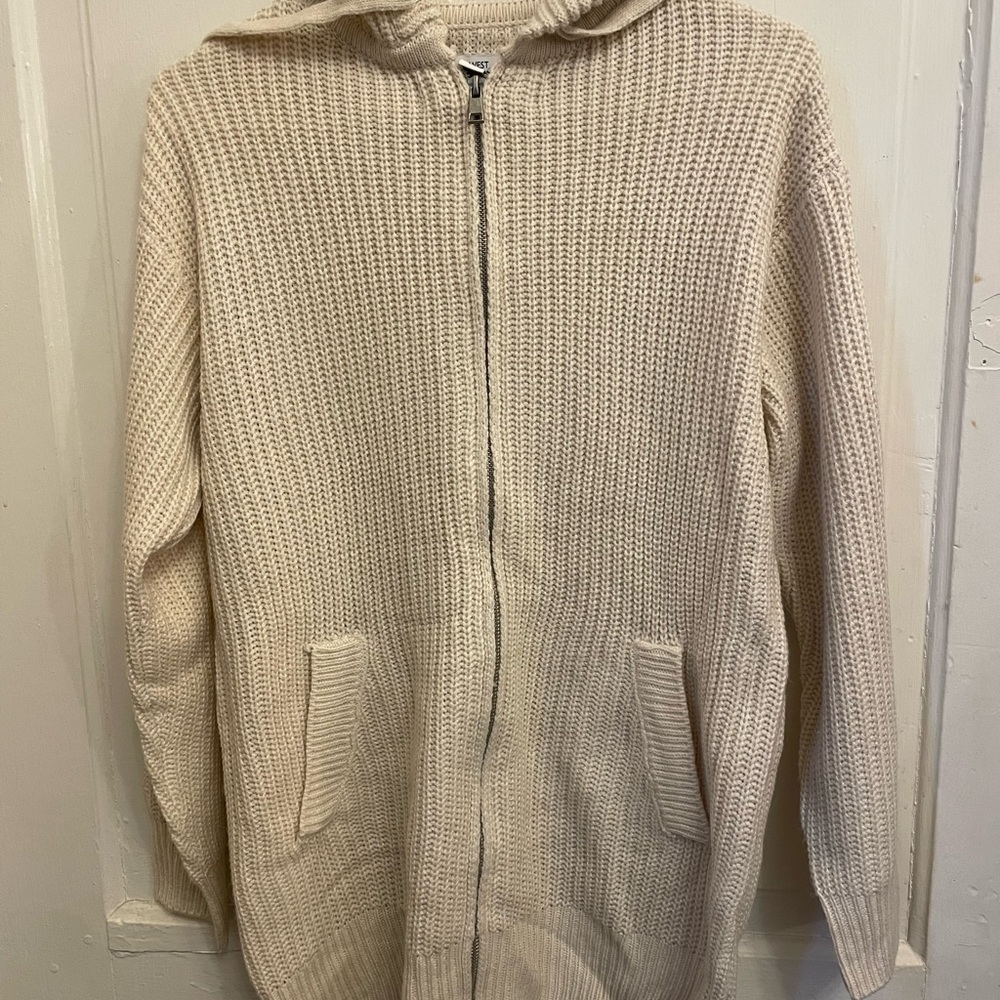 Nine West Zip Up Cream Sweater